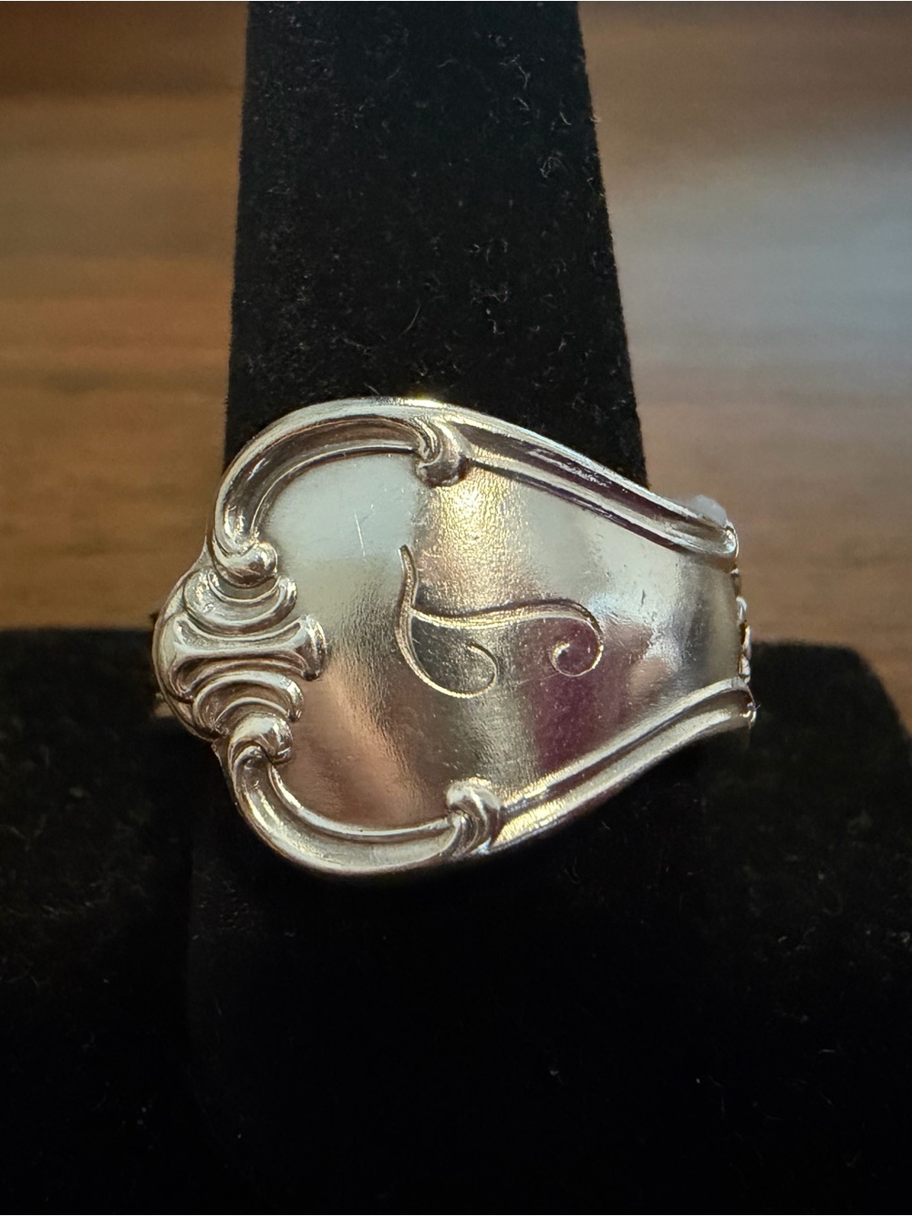 T Engraved Spoon Ring